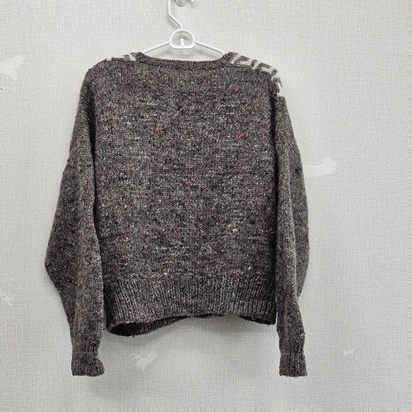 Vintage Women Made Italy Grey 100% Wool and Alpaca Wool Sweater Cardigan Size S - Picture 6 of 6